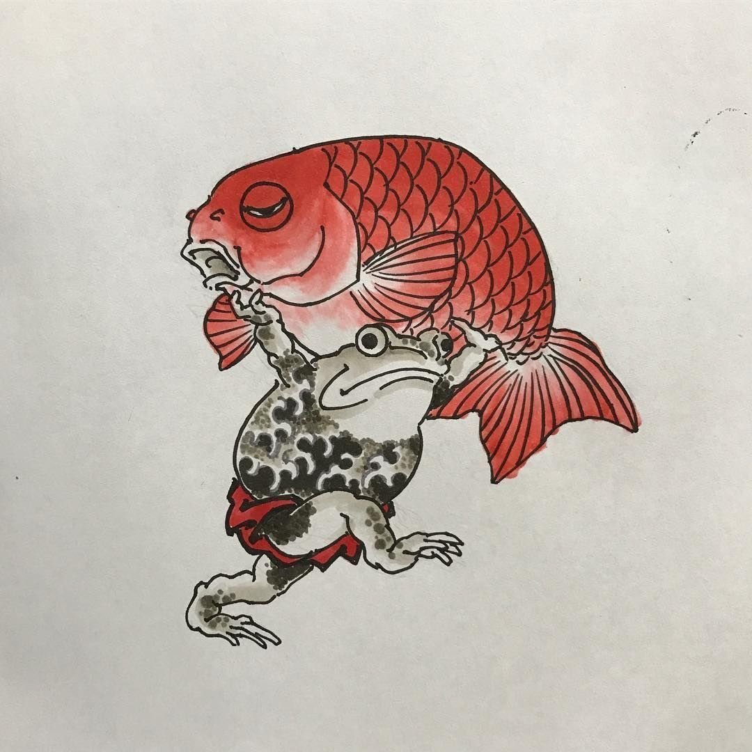 Тату жаба в японском стиле