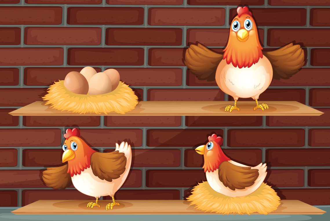Мультяшная курица на насесте