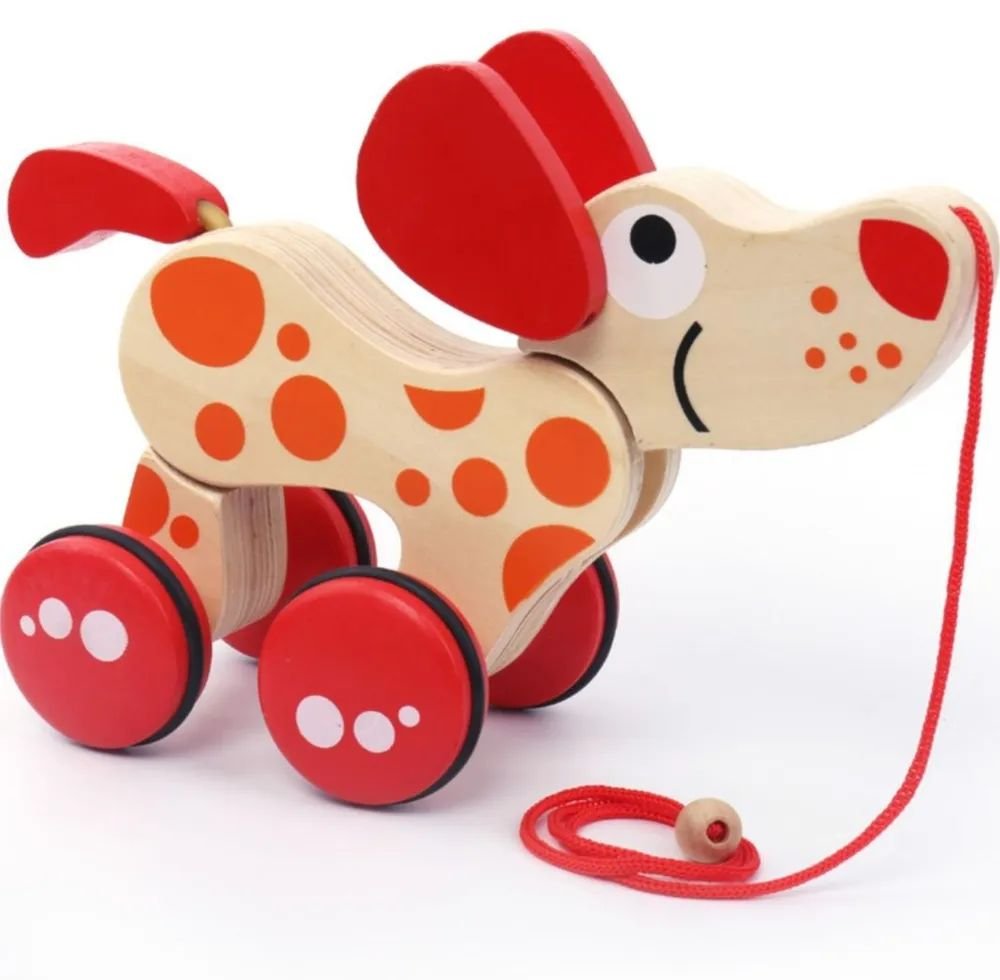 Деревянная каталка собачка