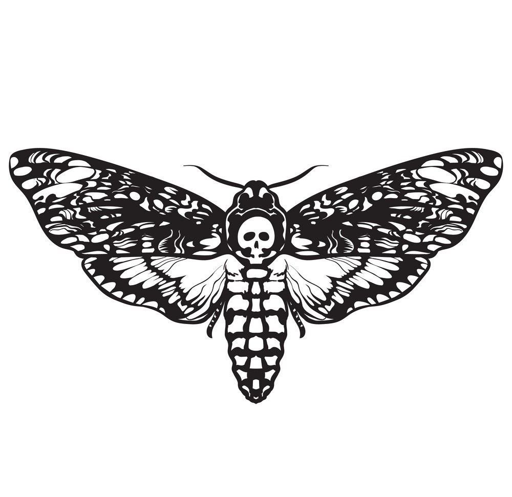 Мотылек тату черно белая