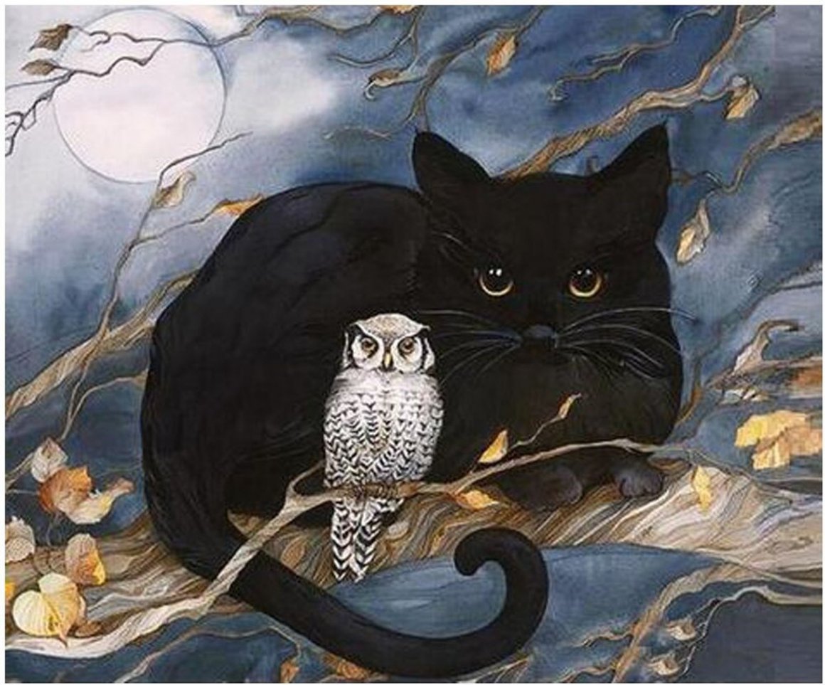 Черный кот живопись