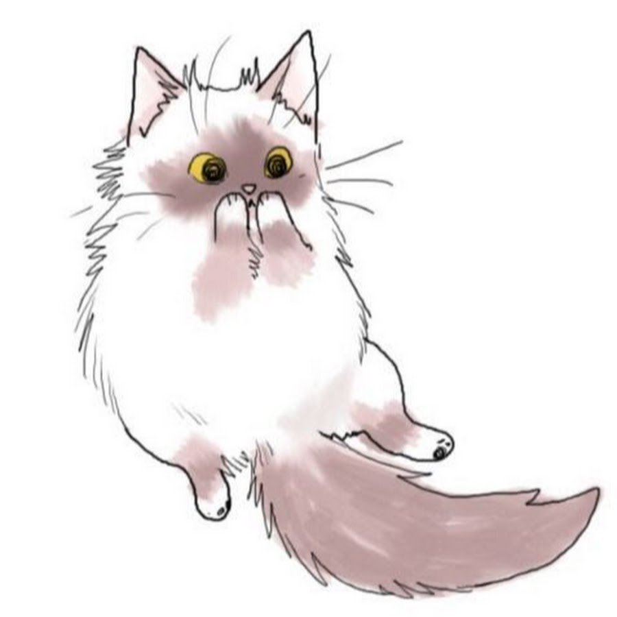 Белый мультяшный кот