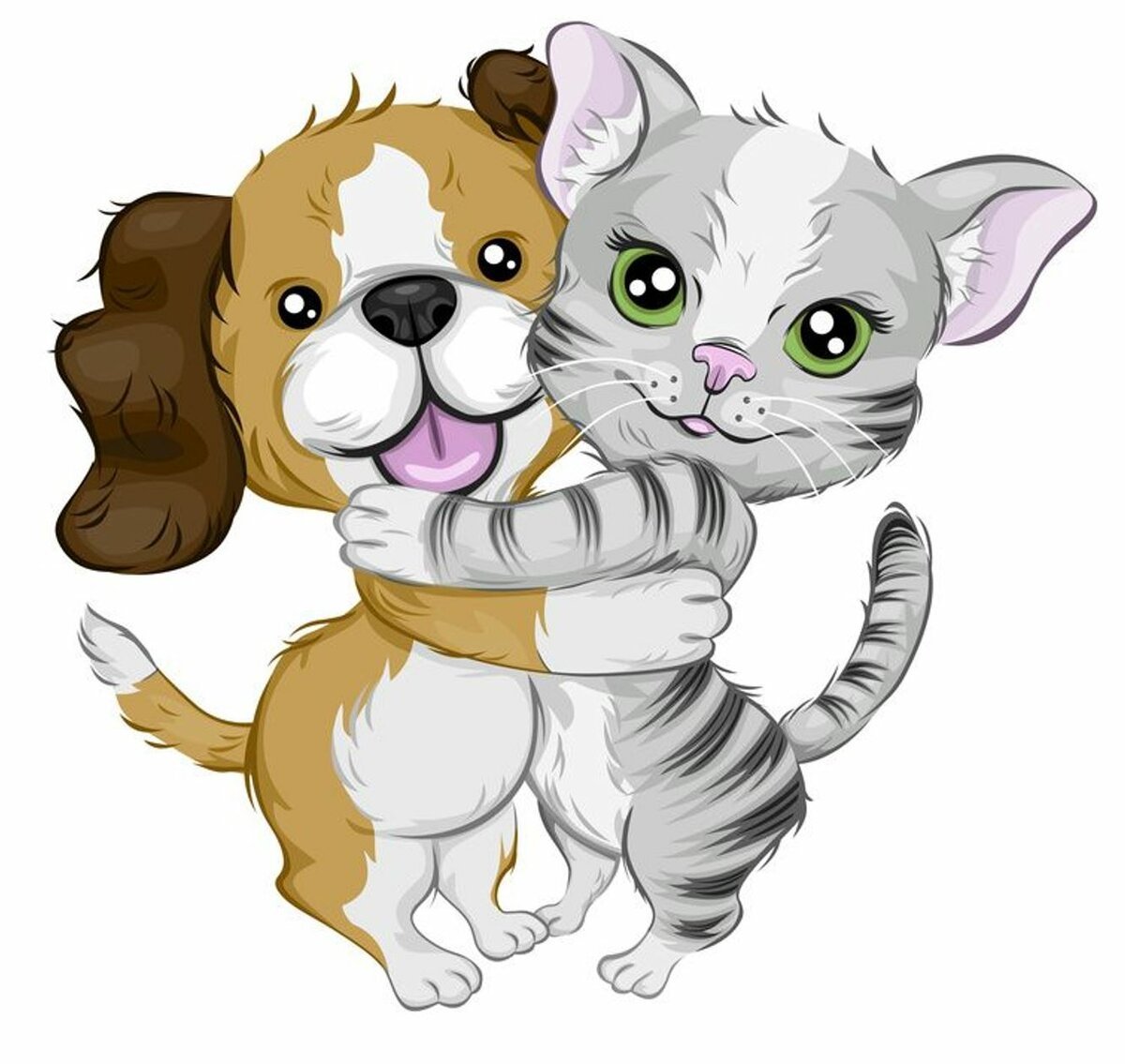 Мультяшный кот и собака