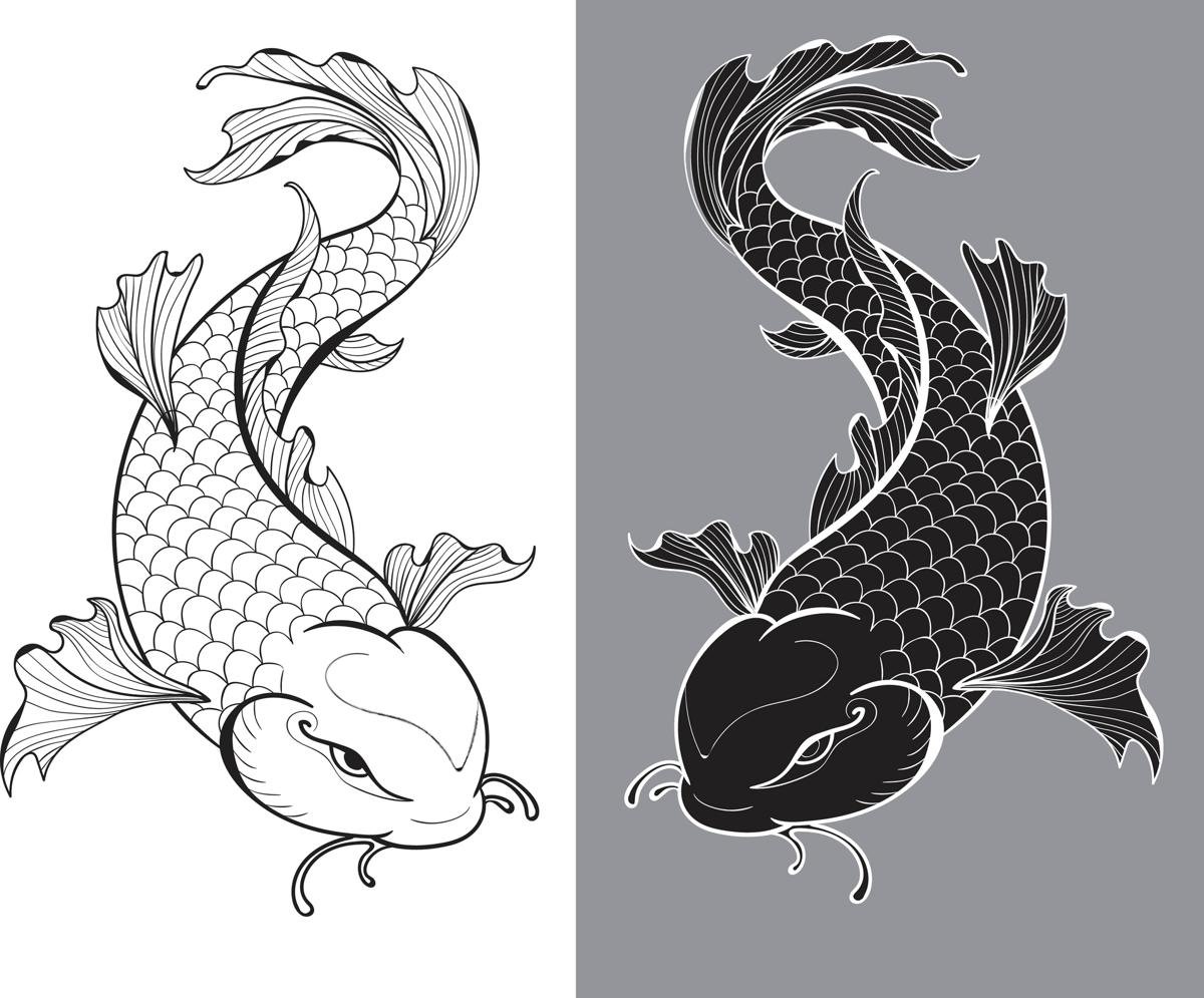 Китайские карпы рисунок векторный