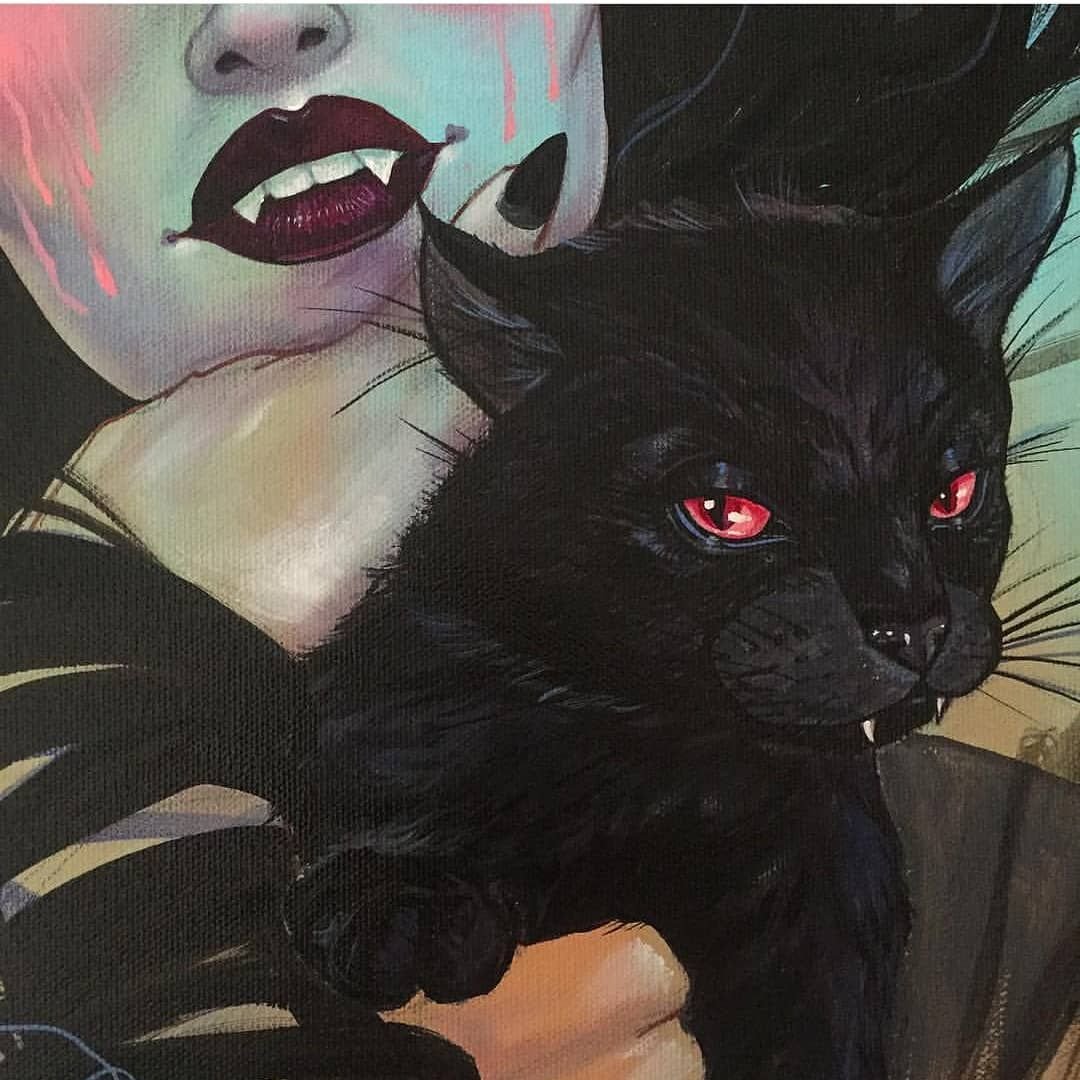 Черная кошка вампир