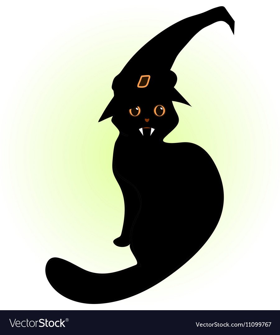 Черный кот вампир рисунок