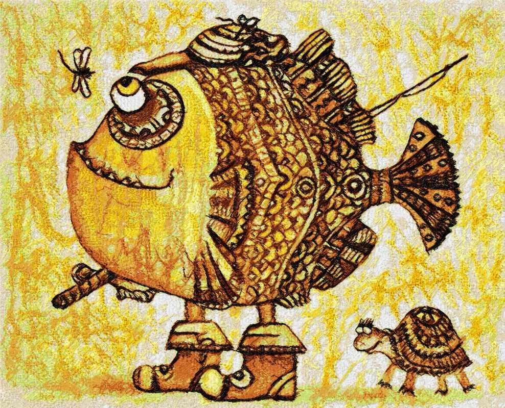 Елена Разина батик рыбы