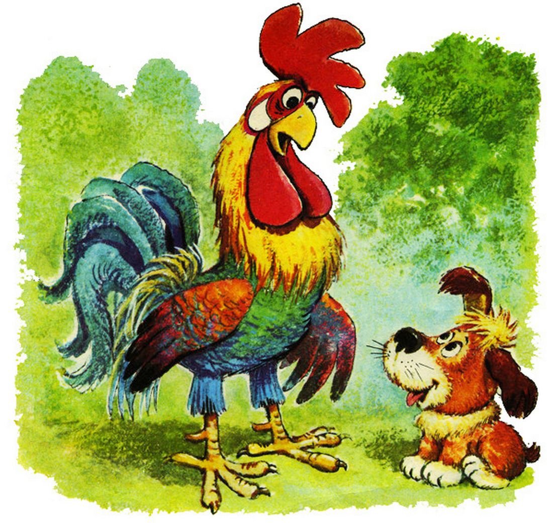 Как рисовать петуха и собаку