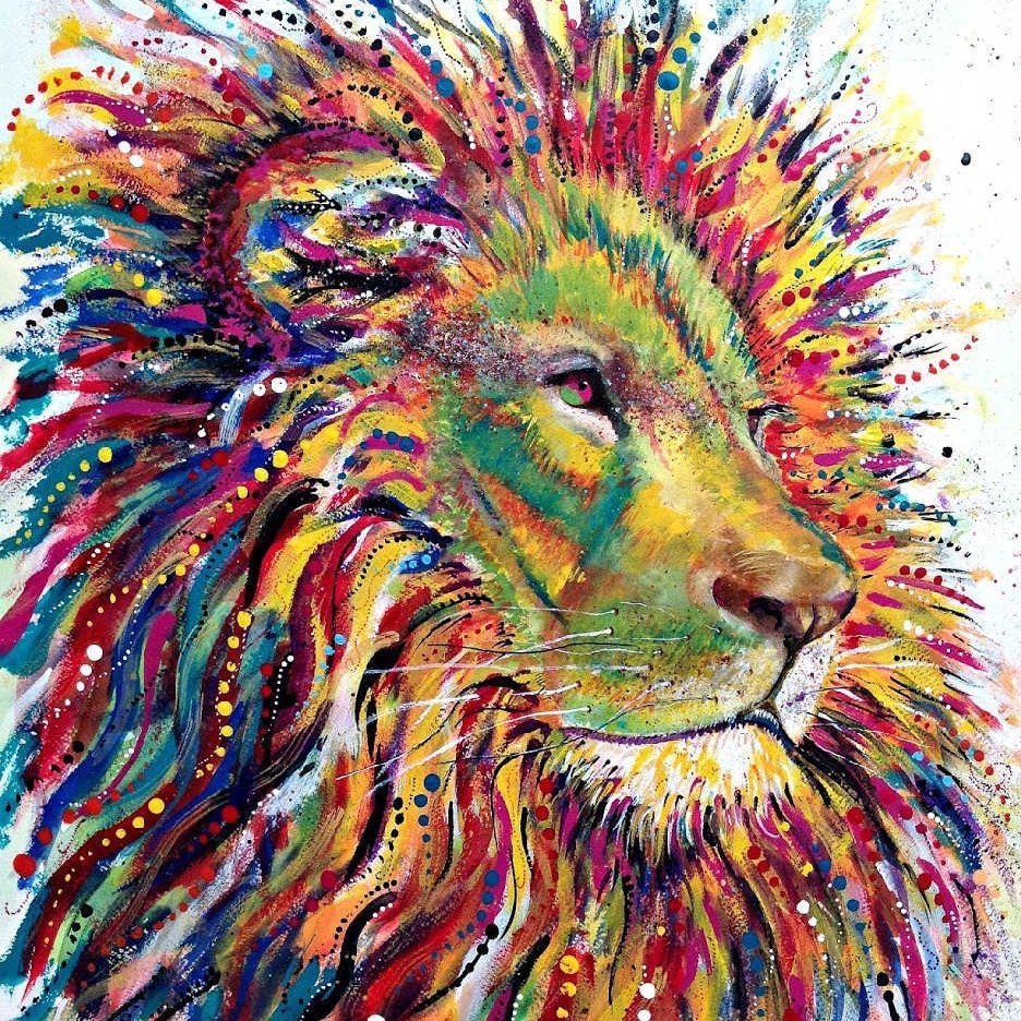 Лев в стиле арт живопись