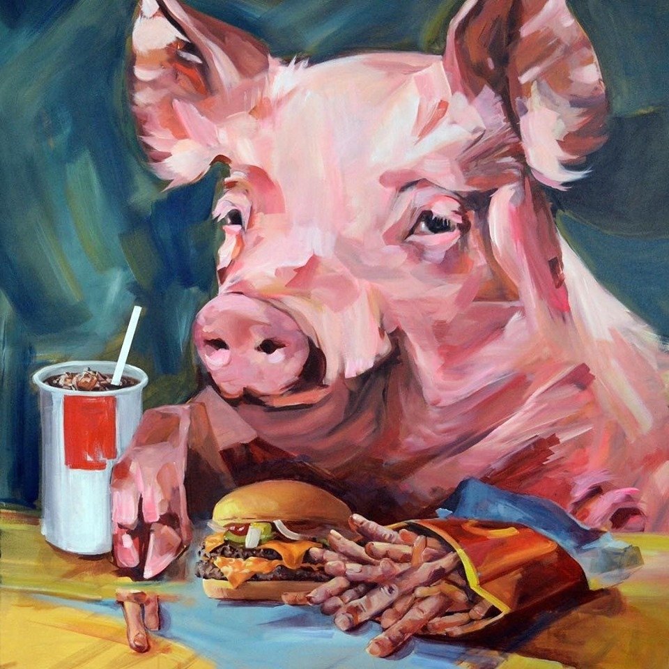 Довольная свинья