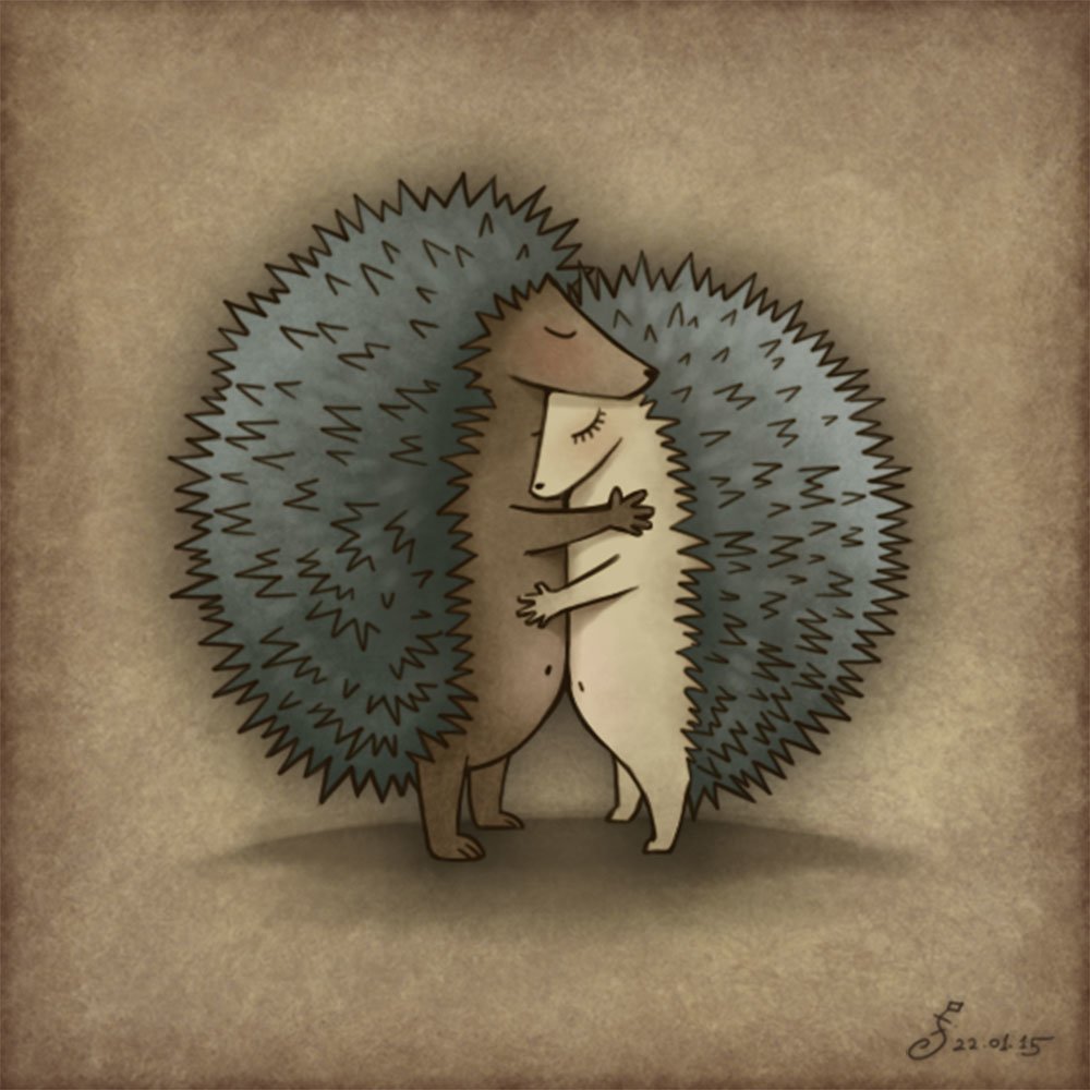 Ежик обнимает