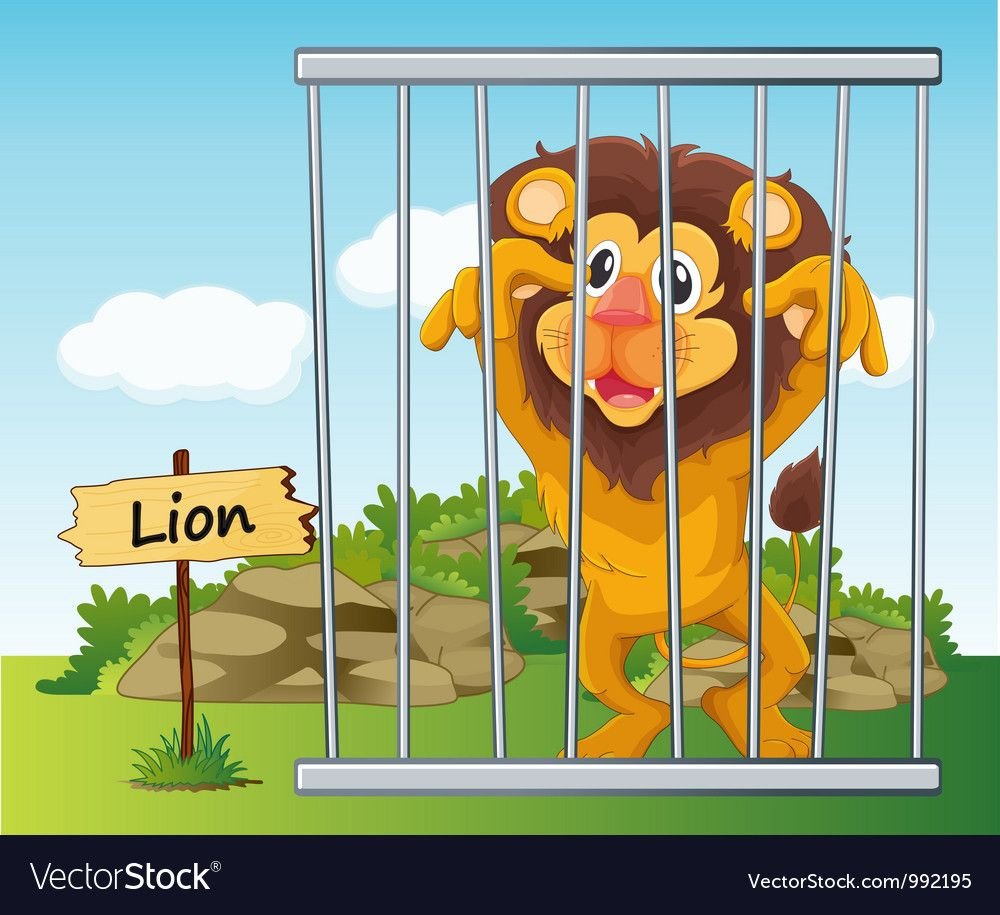 Лев в клетке рисунок