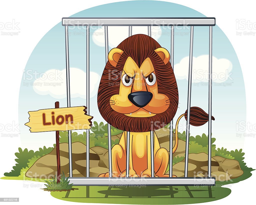 Лев в клетке рисунок