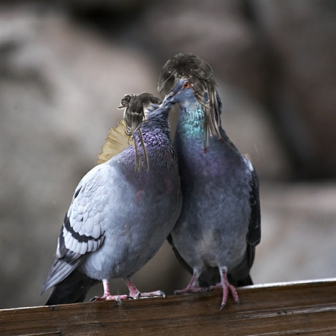 Голуби на тротуаре