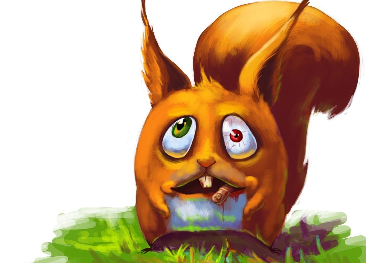 Белка с орехами за щеками