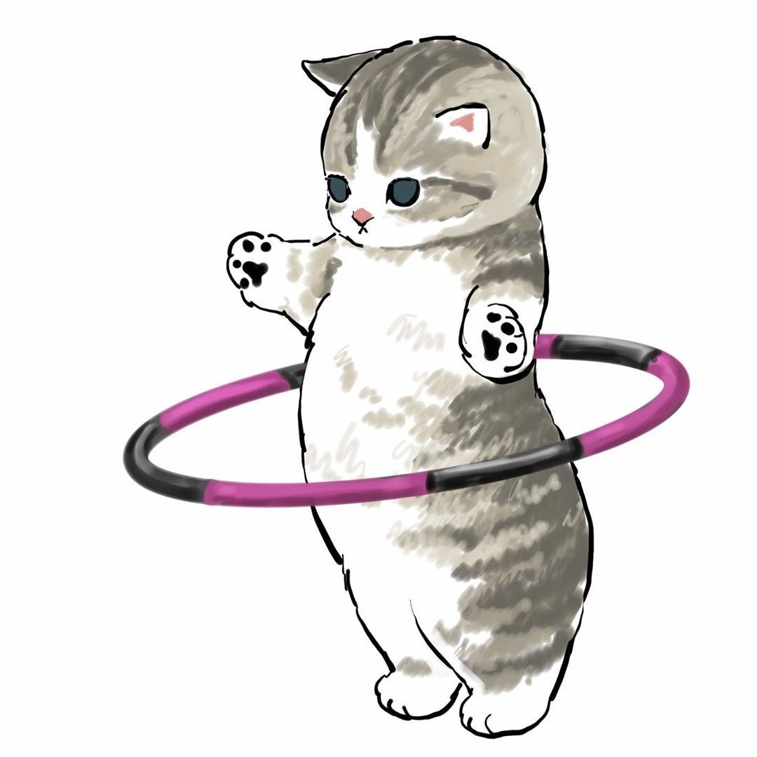 Котик с обручем рисунок