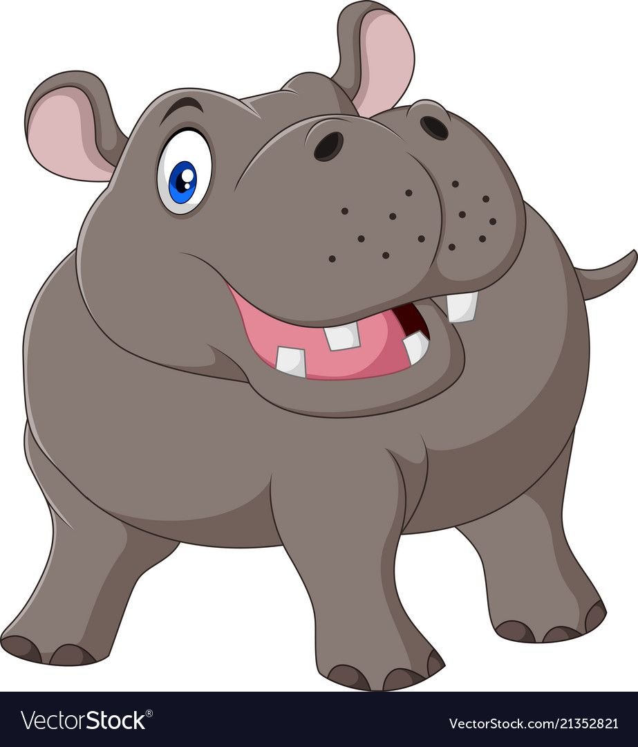 Бегемотик сидит мультяшный