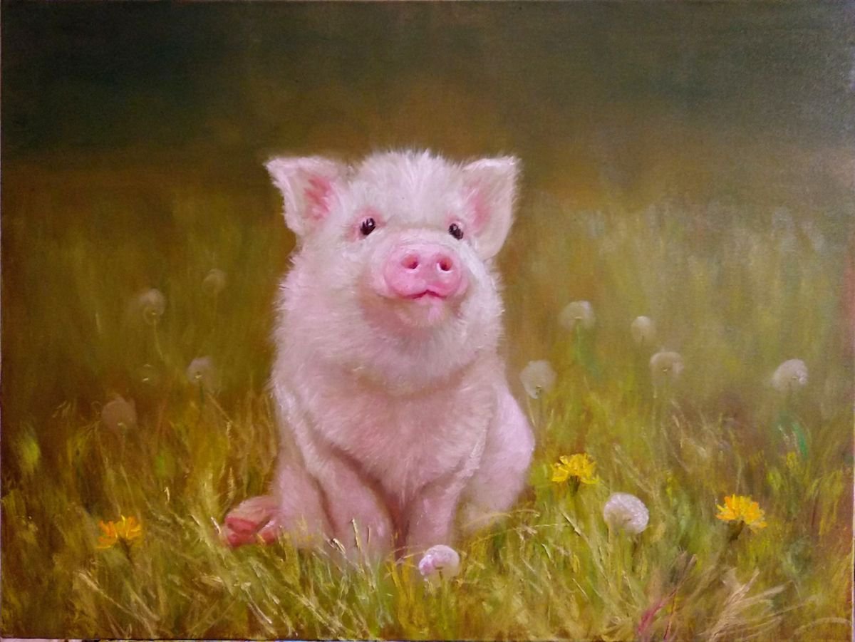 Свинья в одуванчиках