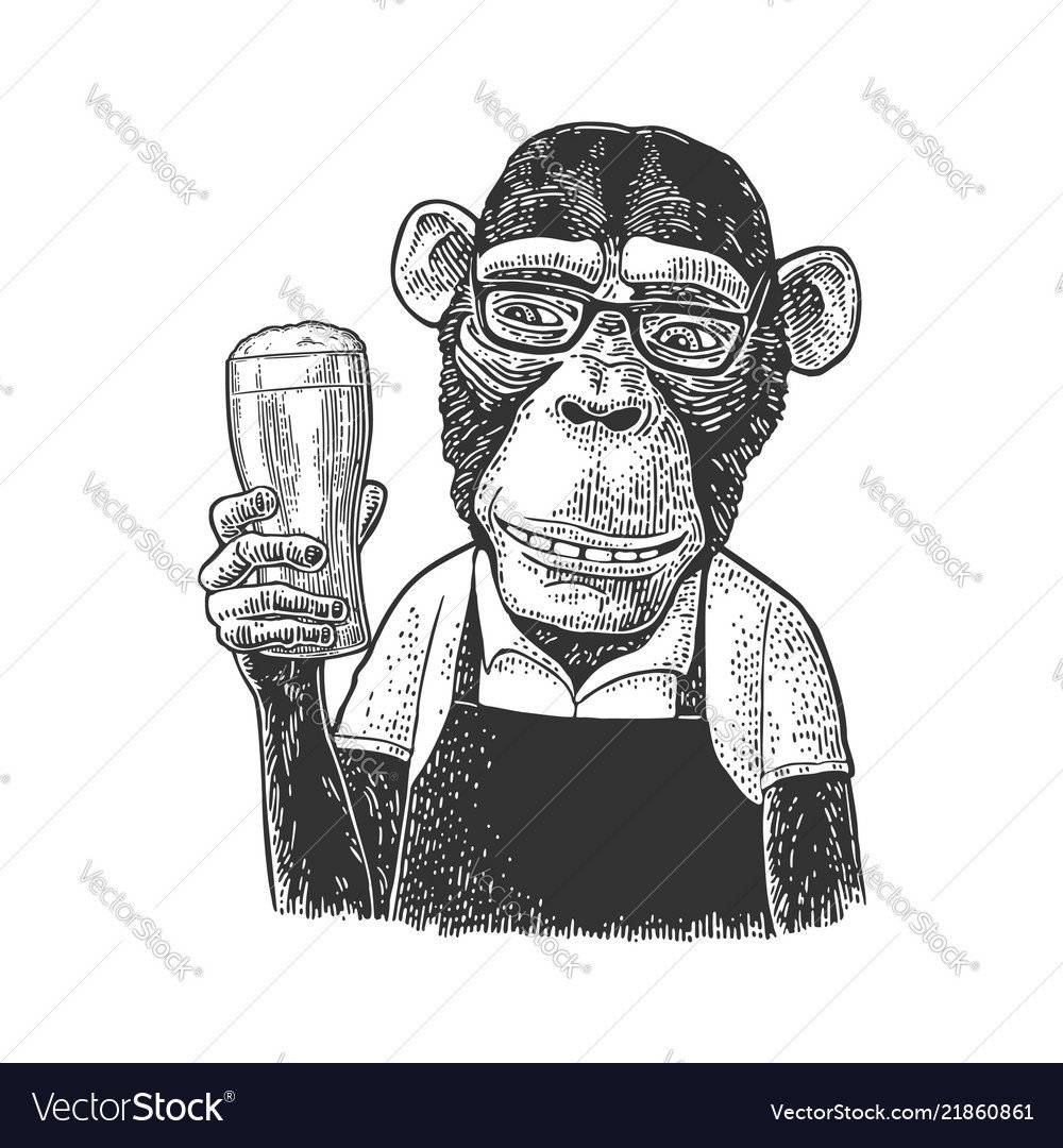 Обезьяна с фужером