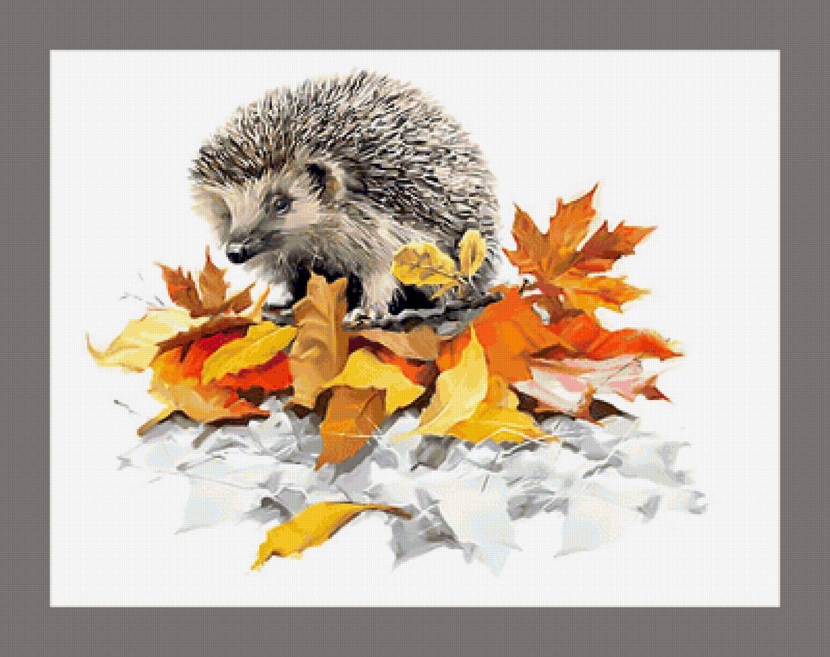 Ежик с листьями