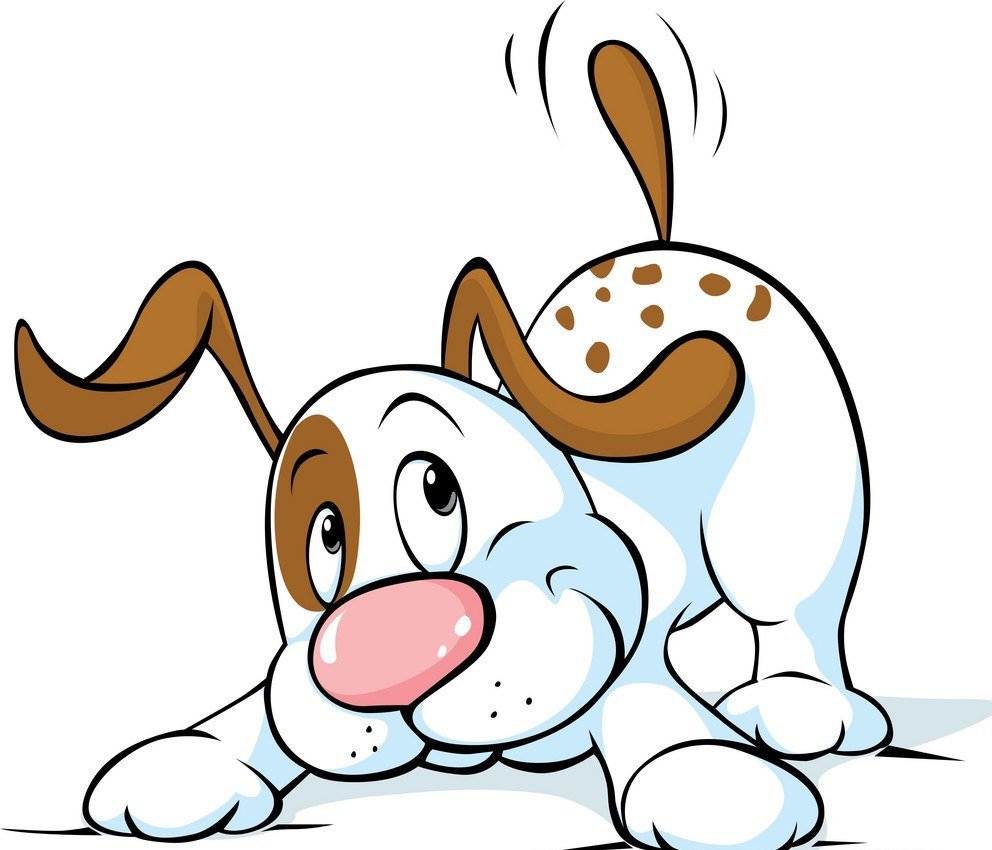 Собака машет хвостом