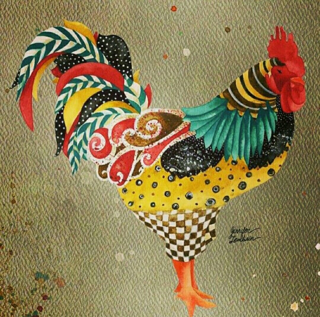 Акварельные петухи