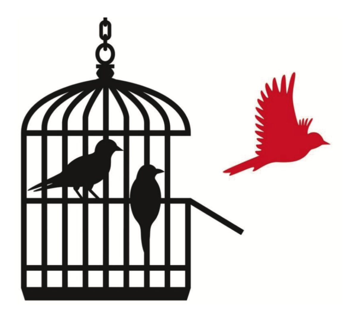 Клетка с птицей сердце вектор