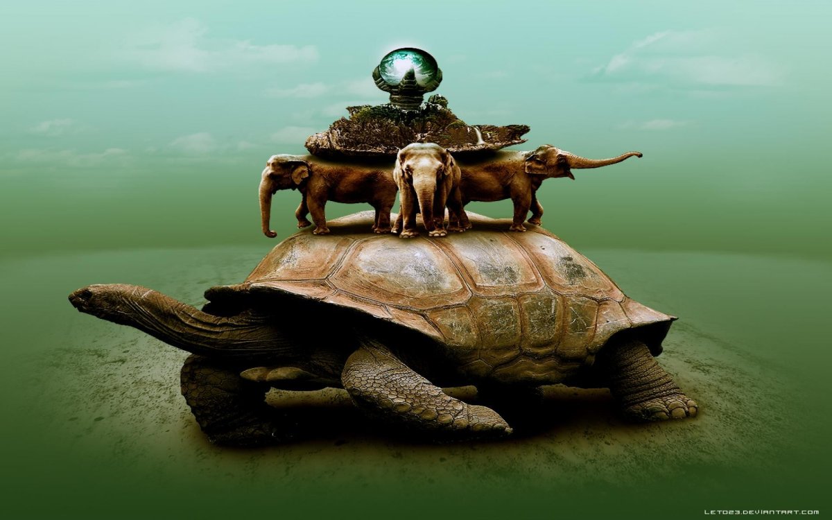 Черепашка с рыбками