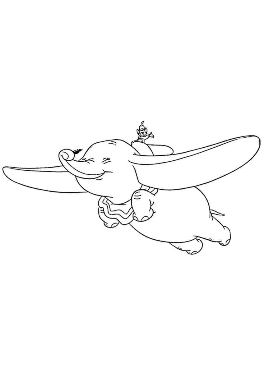 Раскраска летающий слон