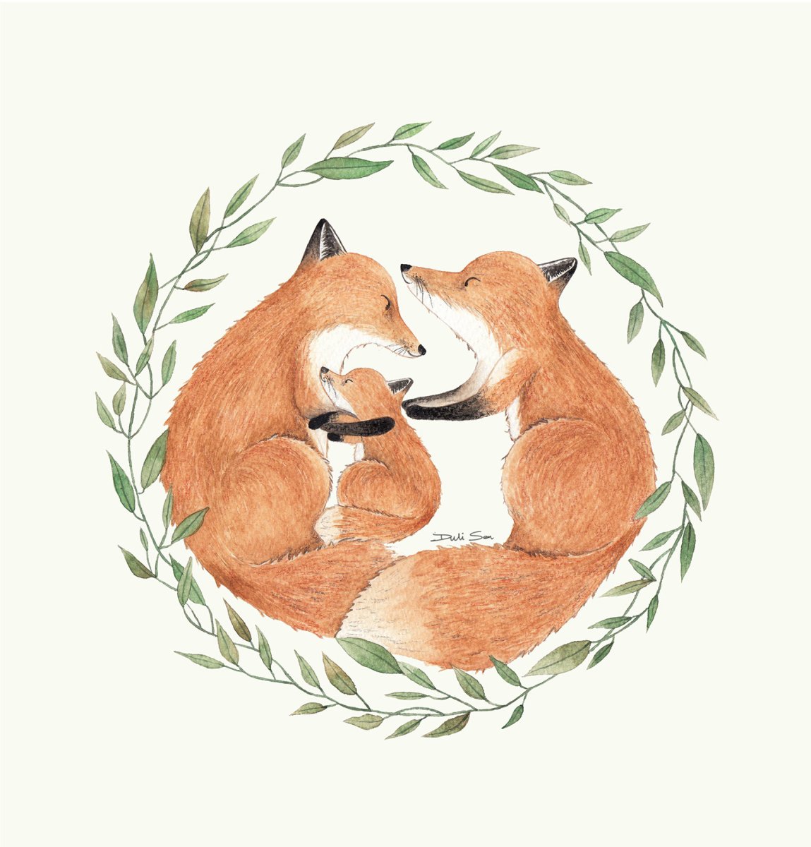 Семья Лис рисунок