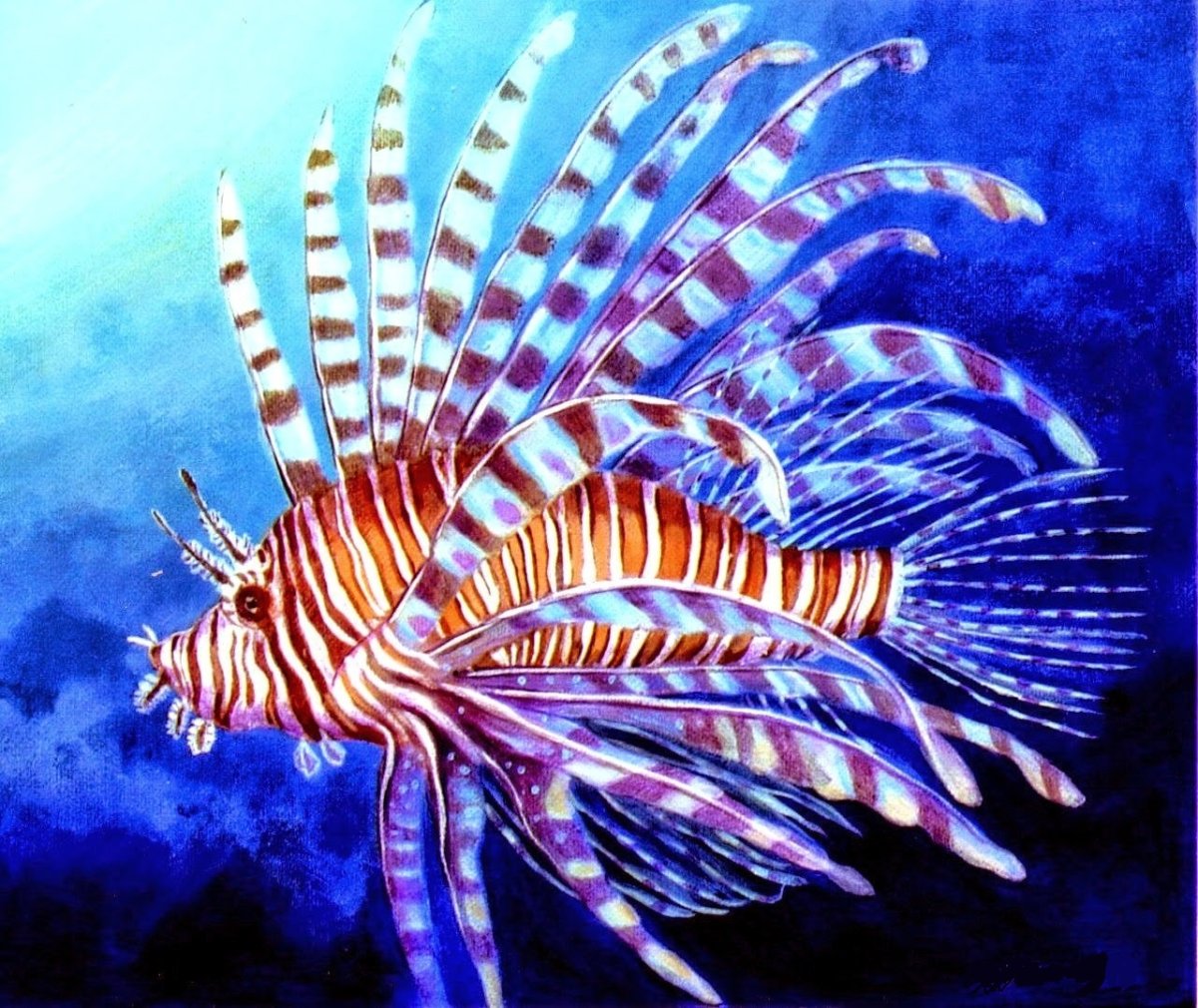 Лев и рыбы арт