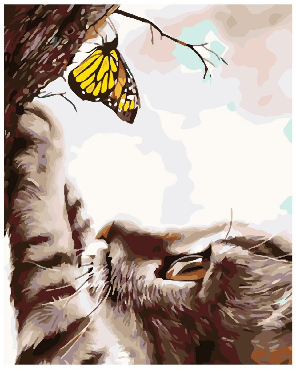 Рыжий кот с бабочкой