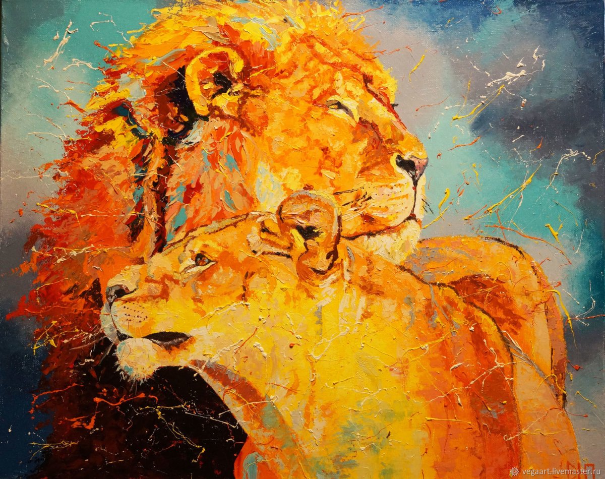 Лев акрилом на холсте