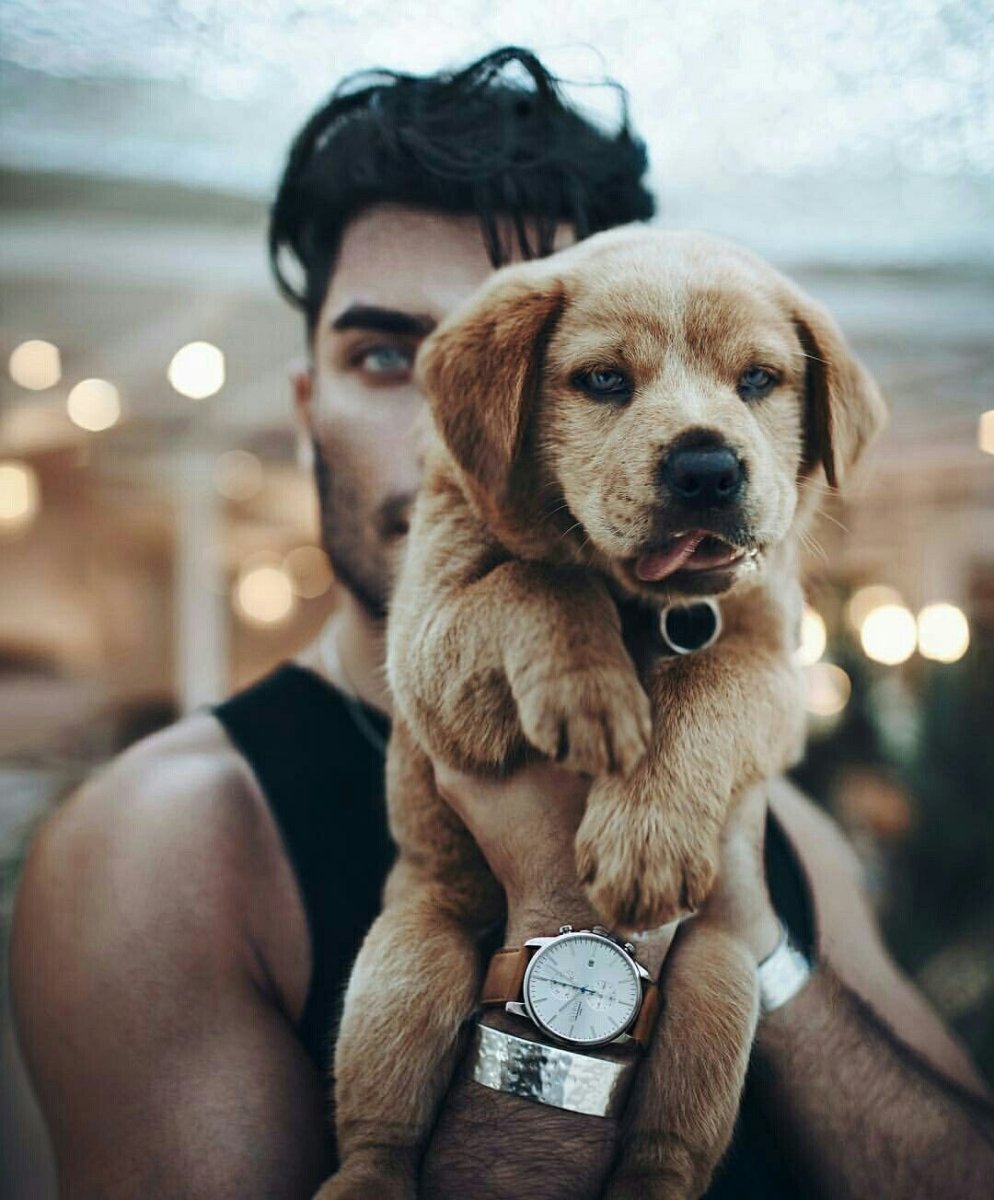 Красивый парень с собакой