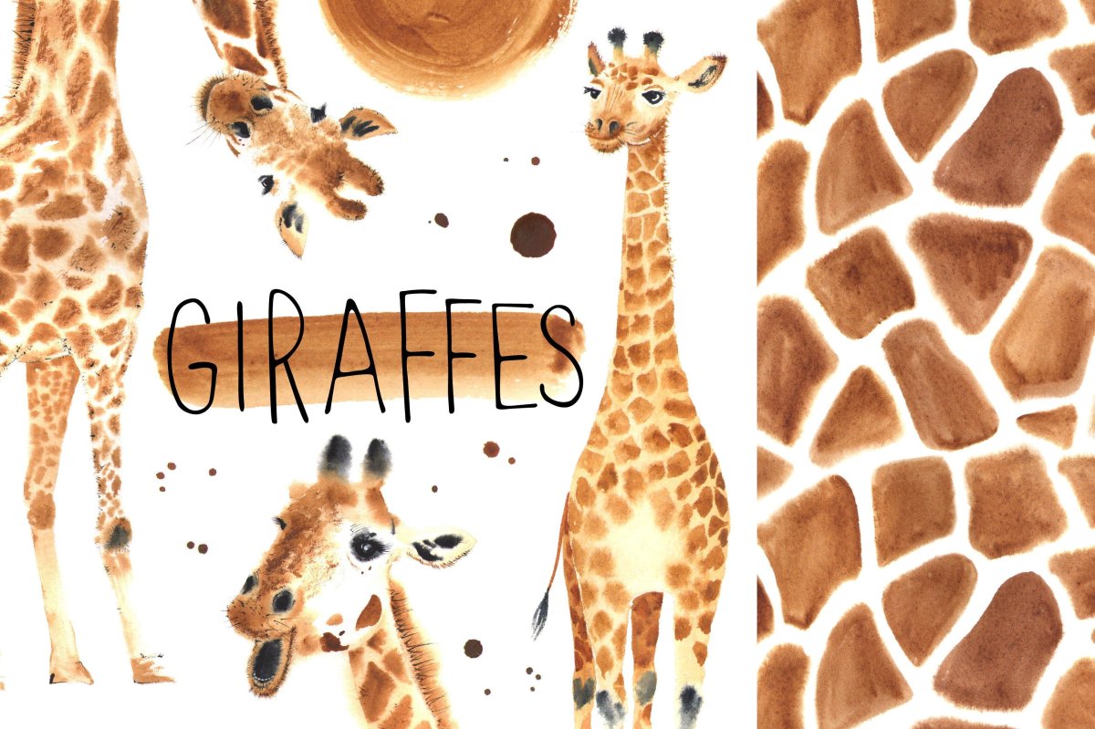 Акварельный Жираф фон