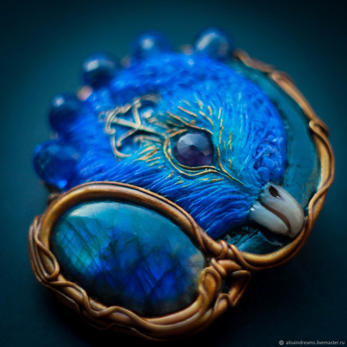 Брошь синяя птица двар