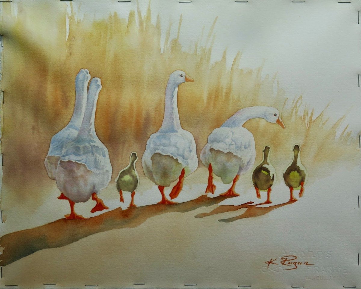Гусь акварелью