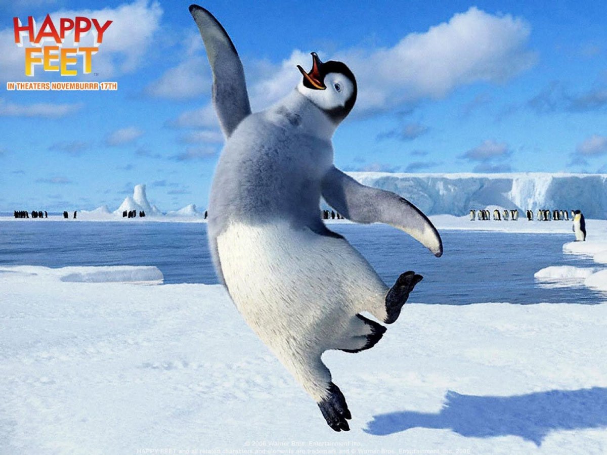 Пингвин радуется