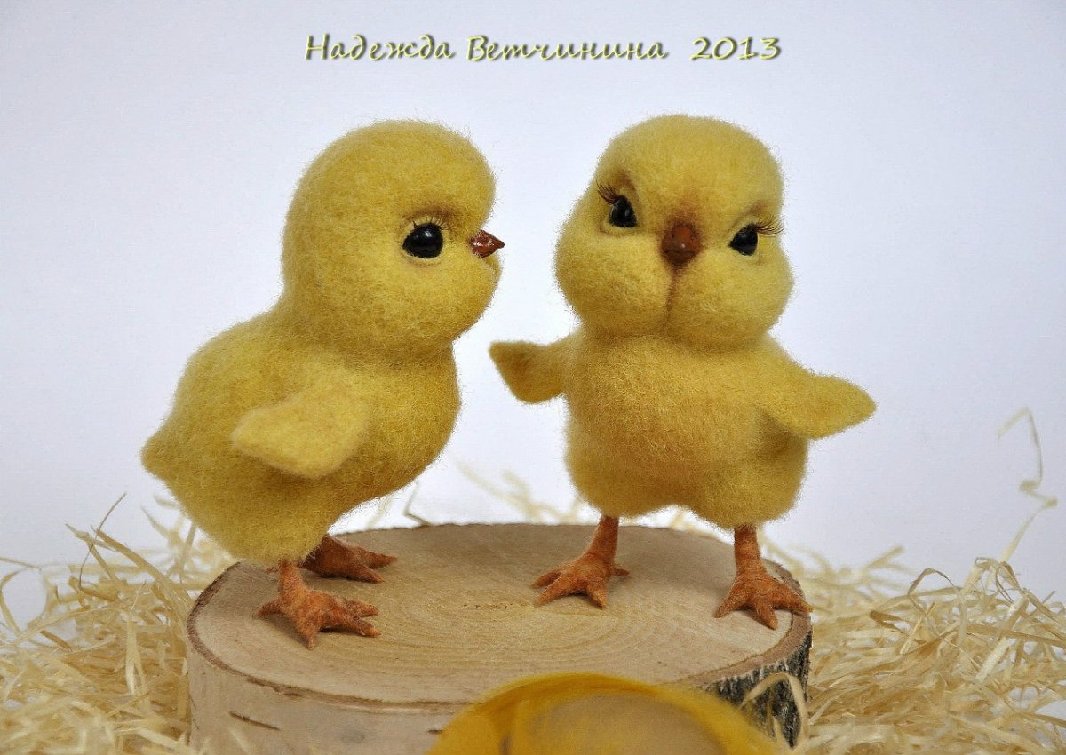 Цыпленок из шерсти для валяния