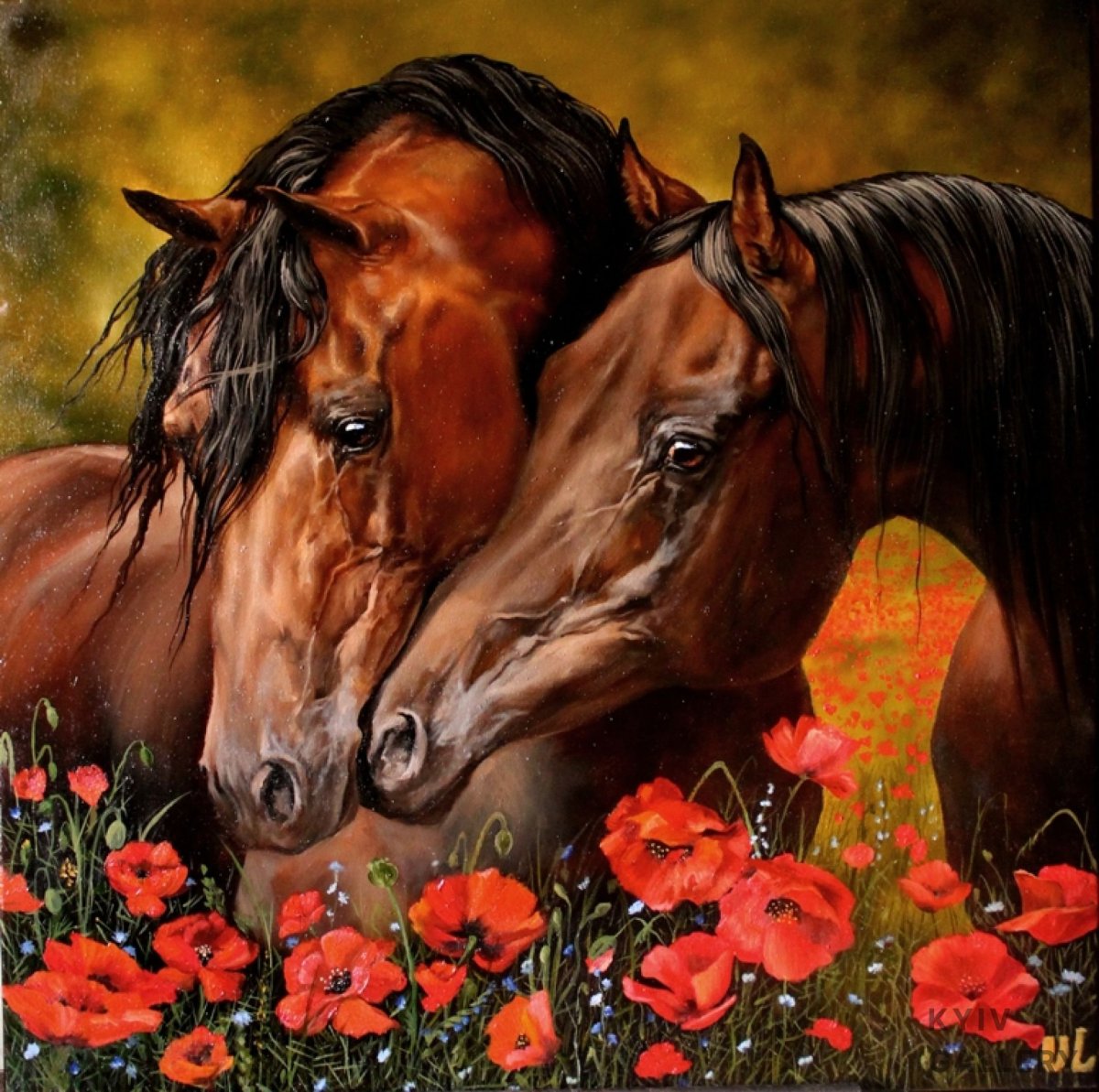 Влюбленная пара на лошадях