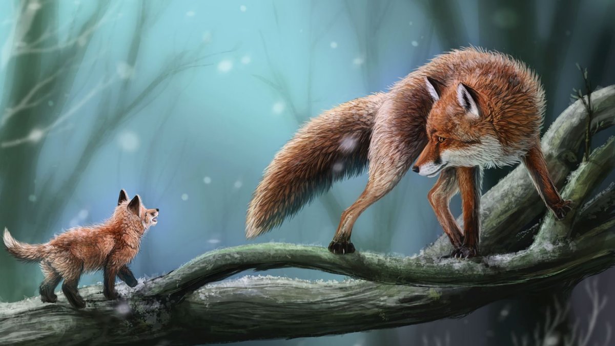 Лиса на ветке