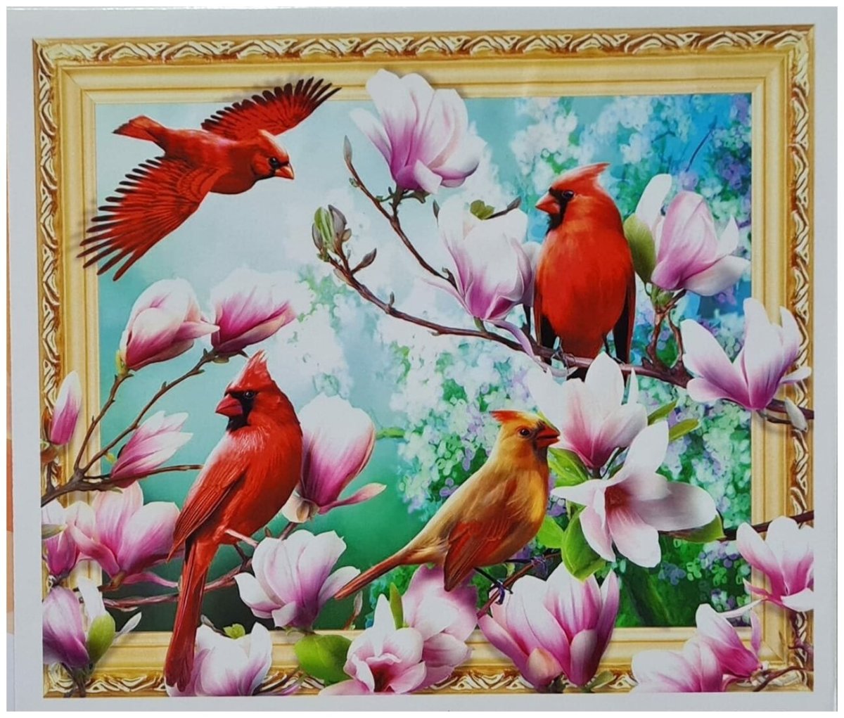 Птица на ветке магнолии