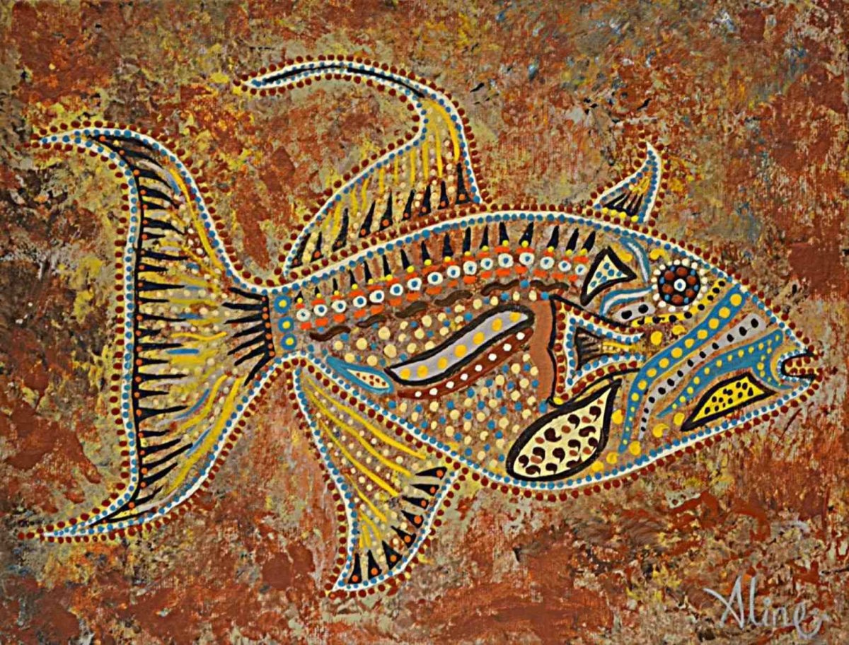 Точечная живопись рыбы