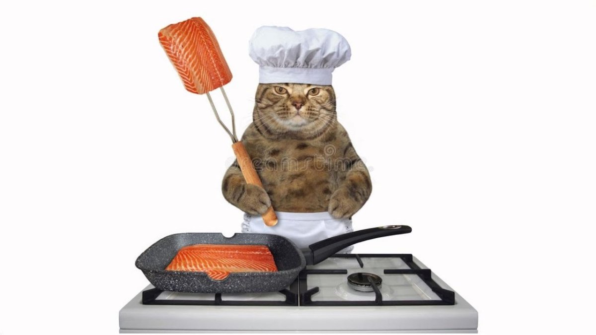 Кот и жареная курица