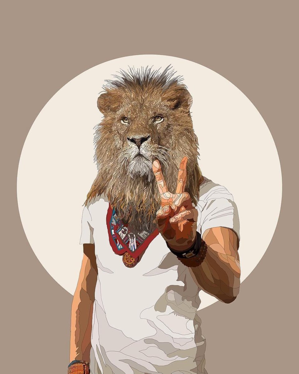 Человек с головой Льва арт