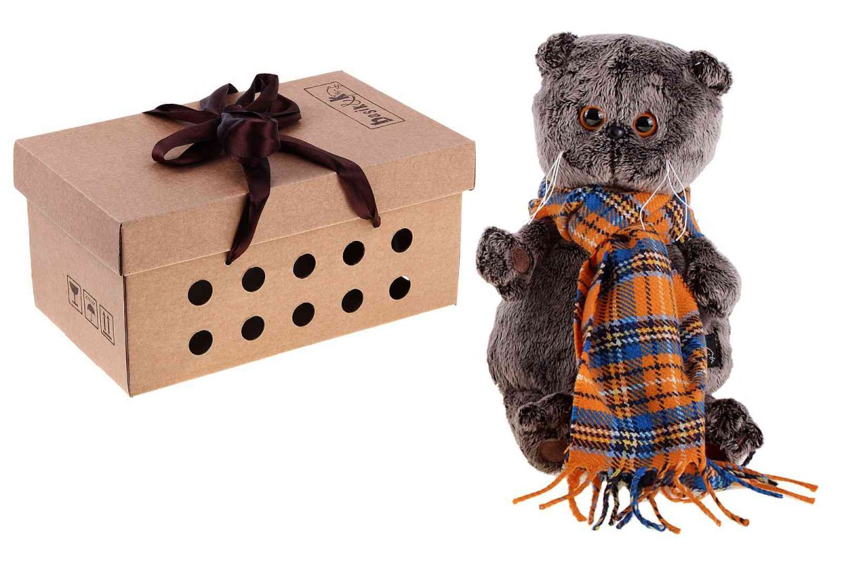 Ks19-002 Басик и шарф в клеточку 19 см