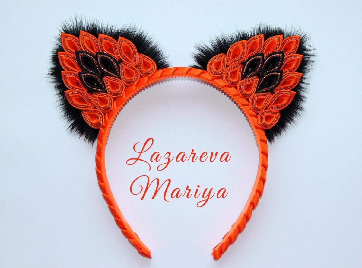 Канзаши ободок с ушками