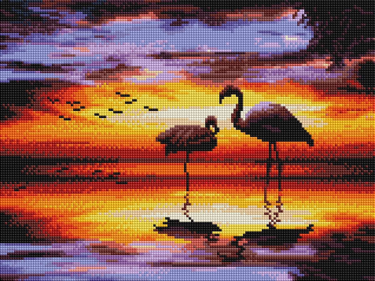 Розовый Фламинго на закате