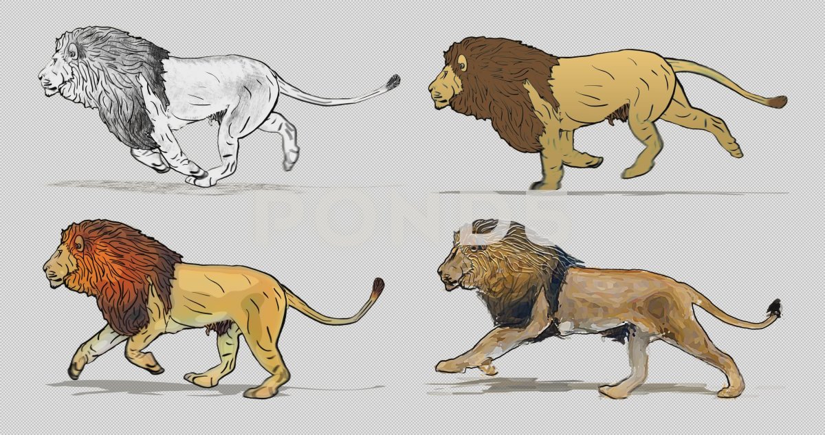 Лев бежит за добычей