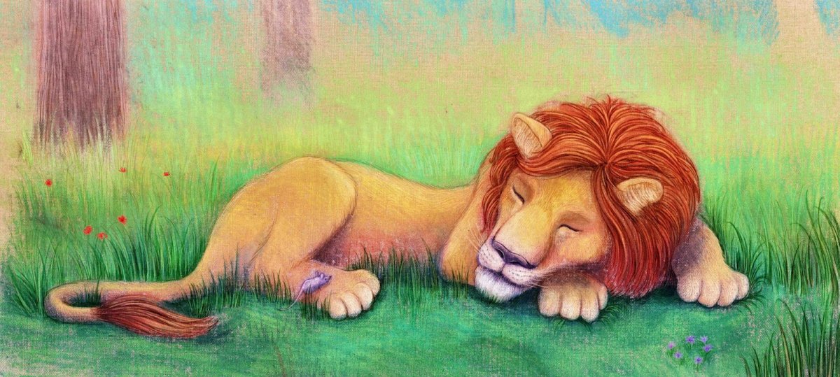 Лев и мышь басня Лев спал